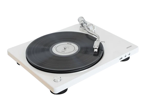 Denon DP450USB Hi-Fi belt-driven turntable, Integrated USB-A port – WHITE