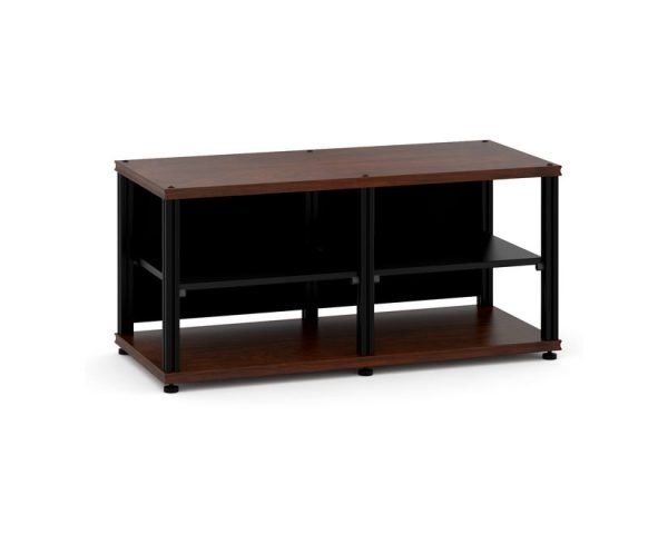 Salamander Designs Synergy Twin 20 AV Stand with Center Opening – Walnut with Black Posts