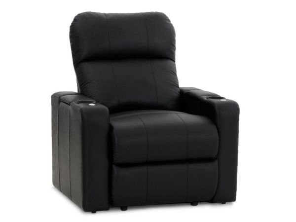 Octane “TURBO” XL700 2-Arm Recliner, Power Recline, USB, LED, Bonded Leather – BLACK